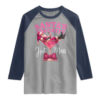 Funny Christmas Santas Favorite Hot Mess Raglan Shirt Xmas Drinking Party - Wonder Print Shop