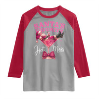 Funny Christmas Santas Favorite Hot Mess Raglan Shirt Xmas Drinking Party - Wonder Print Shop