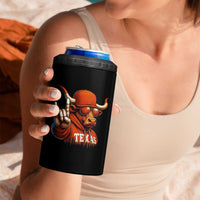 Texas Fan 4 in 1 Can Cooler Tumbler Orange Longhorns Cow Texas Pride Sport Lover - Wonder Print Shop