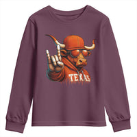Texas Fan Youth Sweatshirt Orange Longhorns Cow Texas Pride Sport Lover - Wonder Print Shop