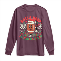 Funny Xmas American Football Long Sleeve Shirt Balls Deep In Christmas Spirit Game Day - Wonder Print Shop