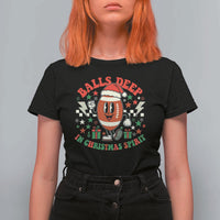 Funny Xmas American Football T Shirt For Women Balls Deep In Christmas Spirit Game Day - Wonder Print Shop