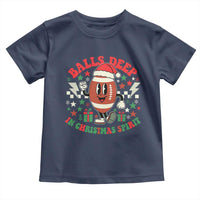 Funny Xmas American Football Toddler T Shirt Balls Deep In Christmas Spirit Game Day - Wonder Print Shop