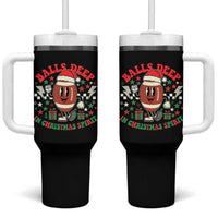 Funny Xmas American Football Tumbler With Handle Balls Deep In Christmas Spirit Game Day - Wonder Print Shop