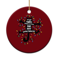 Christmas Movie Fried Pussy Cat Ceramic Ornament If That Thing Had 9 Lives She Just Spent Them All - Wonder Print Shop