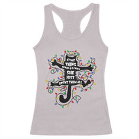 Christmas Movie Fried Pussy Cat Racerback Tank Top If That Thing Had 9 Lives She Just Spent Them All - Wonder Print Shop