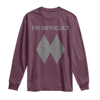 Funny Ski Snowboard Long Sleeve Shirt I'm Difficult Double Black Diamonds