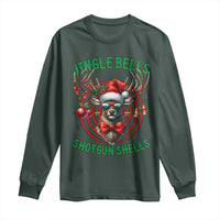 Funny Christmas Hunting Long Sleeve Shirt Jingle Bells Shotgun Shells Santa Deer