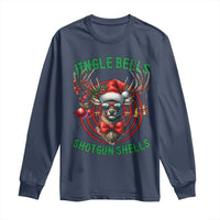 Funny Christmas Hunting Long Sleeve Shirt Jingle Bells Shotgun Shells Santa Deer