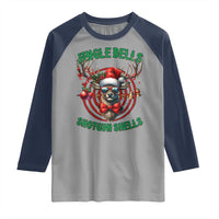 Funny Christmas Hunting Raglan Shirt Jingle Bells Shotgun Shells Santa Deer - Wonder Print Shop