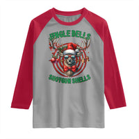 Funny Christmas Hunting Raglan Shirt Jingle Bells Shotgun Shells Santa Deer - Wonder Print Shop