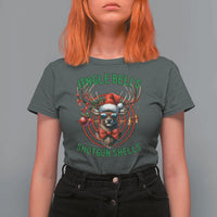 Funny Christmas Hunting T Shirt For Women Jingle Bells Shotgun Shells Santa Deer - Wonder Print Shop
