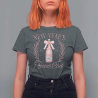 New Year's Social Club 2025 T Shirt For Women Coquette Champagne Bottles - Wonder Print Shop