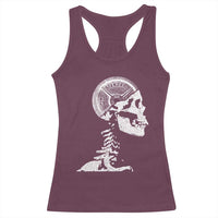 Funny Skeleton 45 lbs Plate Weight Lifting Gym Working Out Racerback Tank Top - Wonder Print Shop