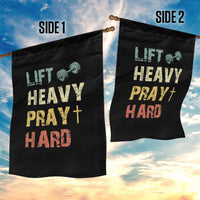 Lift Heavy Pray Hard Garden Flag Christian Workout Jesus Gym Lifting Retro Cross - Wonder Print Shop