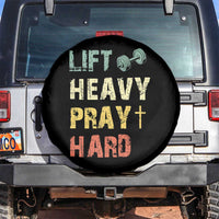 Lift Heavy Pray Hard Spare Tire Cover Christian Workout Jesus Gym Lifting Retro Cross - Wonder Print Shop