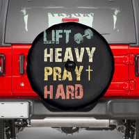Lift Heavy Pray Hard Spare Tire Cover Christian Workout Jesus Gym Lifting Retro Cross - Wonder Print Shop