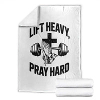 Lift Heavy Pray Hard Throw Blanket Christian Workout Jesus Gym Lifting - Wonder Print Shop