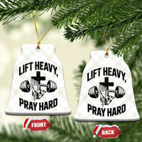 Lift Heavy Pray Hard Ceramic Ornament Christian Workout Jesus Gym Lifting - Wonder Print Shop
