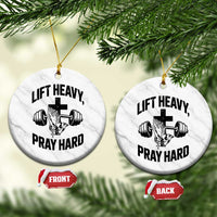 Lift Heavy Pray Hard Ceramic Ornament Christian Workout Jesus Gym Lifting - Wonder Print Shop