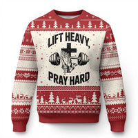 Lift Heavy Pray Hard Ugly Christmas Sweater Christian Workout Jesus Gym Lifting - Wonder Print Shop