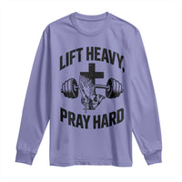 Lift Heavy Pray Hard Long Sleeve Shirt Christian Workout Jesus Gym Lifting - Wonder Print Shop