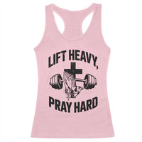 Lift Heavy Pray Hard Racerback Tank Top Christian Workout Jesus Gym Lifting - Wonder Print Shop