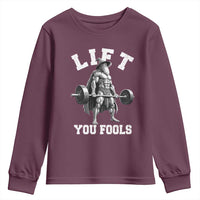 Funny Lift You Fools Youth Sweatshirt Swole Wizard Weightlifting Bodybuilding Gym - Wonder Print Shop
