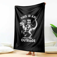 Dungeon Cat This Is An Outrage Throw Blanket Funny Princess Cat Riding Dinosaur - Wonder Print Shop