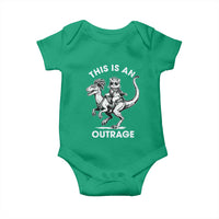 Dungeon Cat This Is An Outrage Baby Onesie Funny Princess Cat Riding Dinosaur - Wonder Print Shop