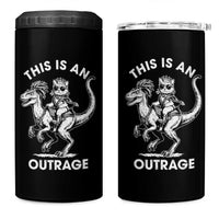 Dungeon Cat This Is An Outrage 4 in 1 Can Cooler Tumbler Funny Princess Cat Riding Dinosaur - Wonder Print Shop