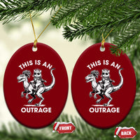 Dungeon Cat This Is An Outrage Ceramic Ornament Funny Princess Cat Riding Dinosaur - Wonder Print Shop
