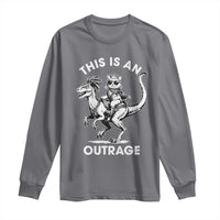 Dungeon Cat This Is An Outrage Long Sleeve Shirt Funny Princess Cat Riding Dinosaur - Wonder Print Shop