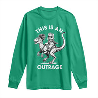 Dungeon Cat This Is An Outrage Long Sleeve Shirt Funny Princess Cat Riding Dinosaur - Wonder Print Shop