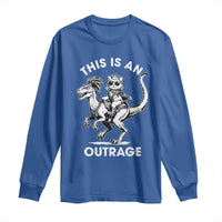Dungeon Cat This Is An Outrage Long Sleeve Shirt Funny Princess Cat Riding Dinosaur - Wonder Print Shop