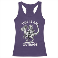 Dungeon Cat This Is An Outrage Racerback Tank Top Funny Princess Cat Riding Dinosaur - Wonder Print Shop