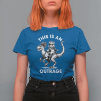 Dungeon Cat This Is An Outrage T Shirt For Women Funny Princess Cat Riding Dinosaur - Wonder Print Shop
