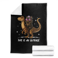 Dungeon Cat This Is An Outrage Throw Blanket Funny Princess Kitten Dinosaur - Wonder Print Shop
