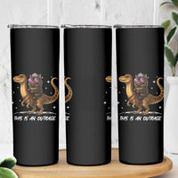 Dungeon Cat This Is An Outrage Skinny Tumbler Funny Princess Kitten Dinosaur - Wonder Print Shop