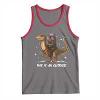 Dungeon Cat This Is An Outrage Tank Top Funny Princess Kitten Dinosaur - Wonder Print Shop