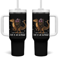 Dungeon Cat This Is An Outrage Tumbler With Handle Funny Princess Kitten Dinosaur - Wonder Print Shop
