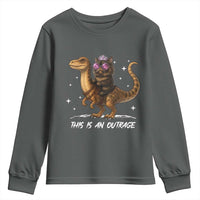 Dungeon Cat This Is An Outrage Youth Sweatshirt Funny Princess Kitten Dinosaur - Wonder Print Shop