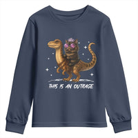 Dungeon Cat This Is An Outrage Youth Sweatshirt Funny Princess Kitten Dinosaur - Wonder Print Shop