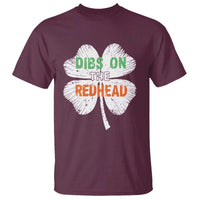 Funny Irish St Patrick's Day Dibs On The Redhead T Shirt Vintage Clover Shamrock