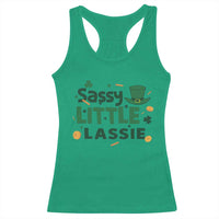 Funny St Patrick's Day Sassy Little Lassie Racerback Tank Top Shamrock