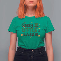 Funny St Patrick's Day Sassy Little Lassie T Shirt For Women Shamrock