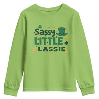 Funny St Patrick's Day Sassy Little Lassie Youth Sweatshirt Shamrock