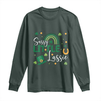 Funny Sassy Little Lassie Long Sleeve Shirt St Patrick's Day Shamrock Rainbow