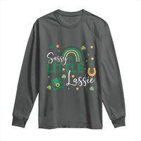 Funny Sassy Little Lassie Long Sleeve Shirt St Patrick's Day Shamrock Rainbow