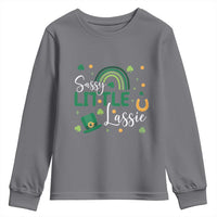 Funny Sassy Little Lassie Youth Sweatshirt St Patrick's Day Shamrock Rainbow